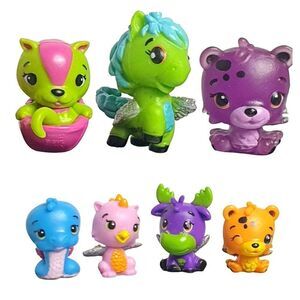 Hatchimals Set Of 7 Glitter Winged 1.5" Mini Figures Animal Mix Season 2